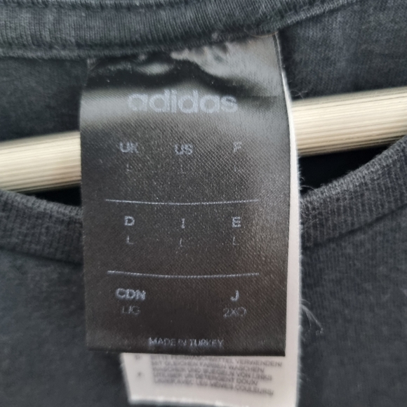 Adidas T Shirt Mens Large Black White Logo Short Sleeve Jersey - Picture 5 of 8